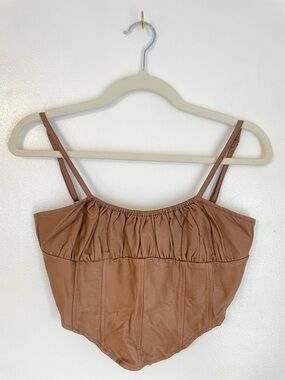 HAZEL BOUTIQUE Brown corset zip up back adjustable straps